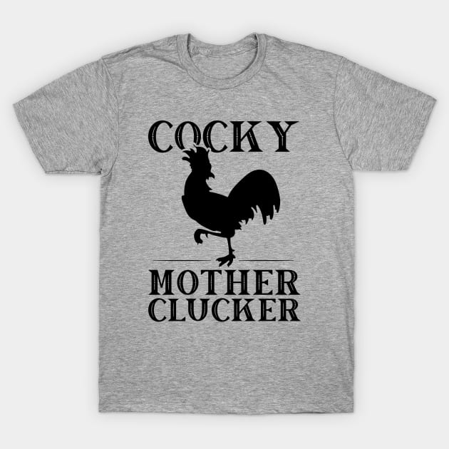 Funny Chicken Cocky Mother Clucker Vintage Rooster T-Shirt by Huhnerdieb Apparel
